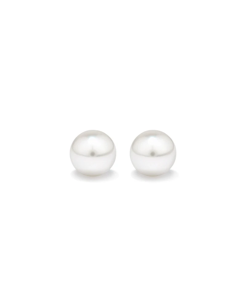 Stud Earrings with 4mm Round Cultured Freshwater Pearl in Silver