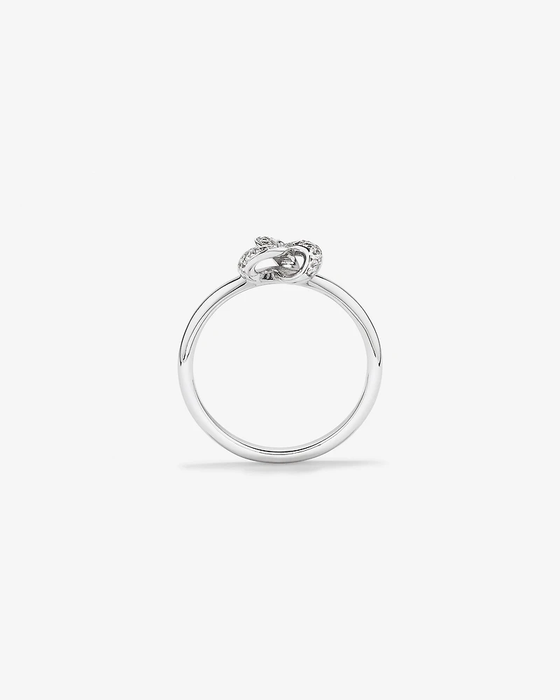Cubic Zirconia Knot Split Band Ring in Sterling Silver