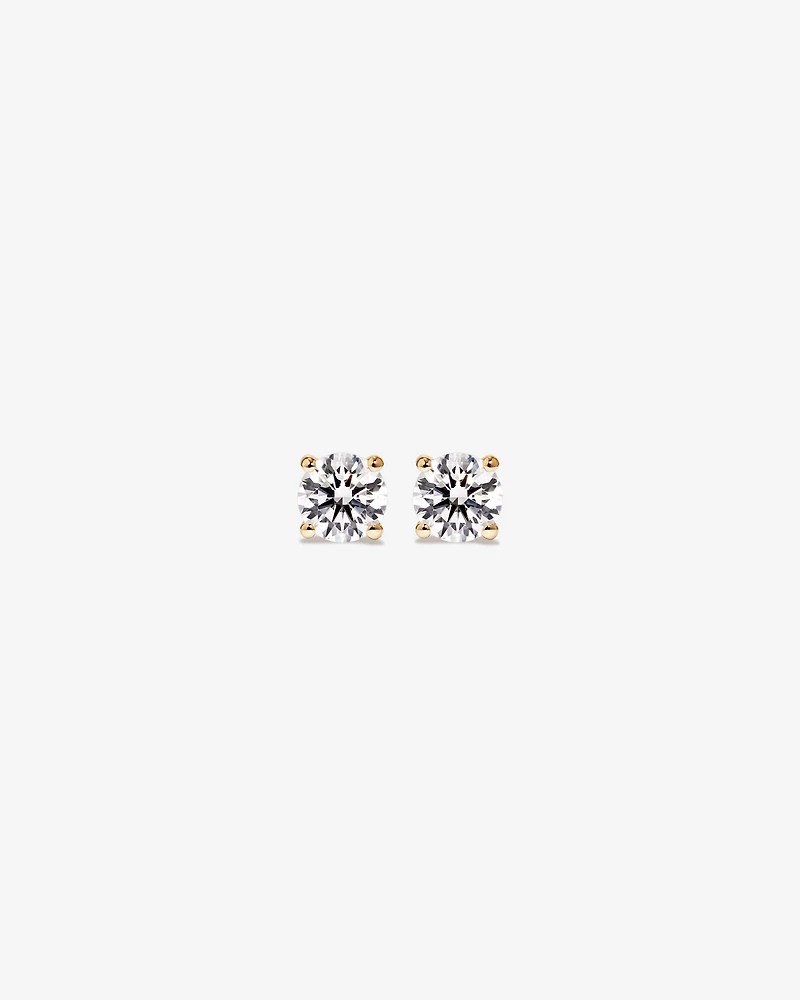 0.50 Carat TW Laboratory-Grown Diamond Solitaire Stud Earrings in 14kt Yellow Gold