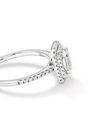 0.50 Carat TW Pie Cut Diamond Double Halo Engagement Ring in 14kt White Gold