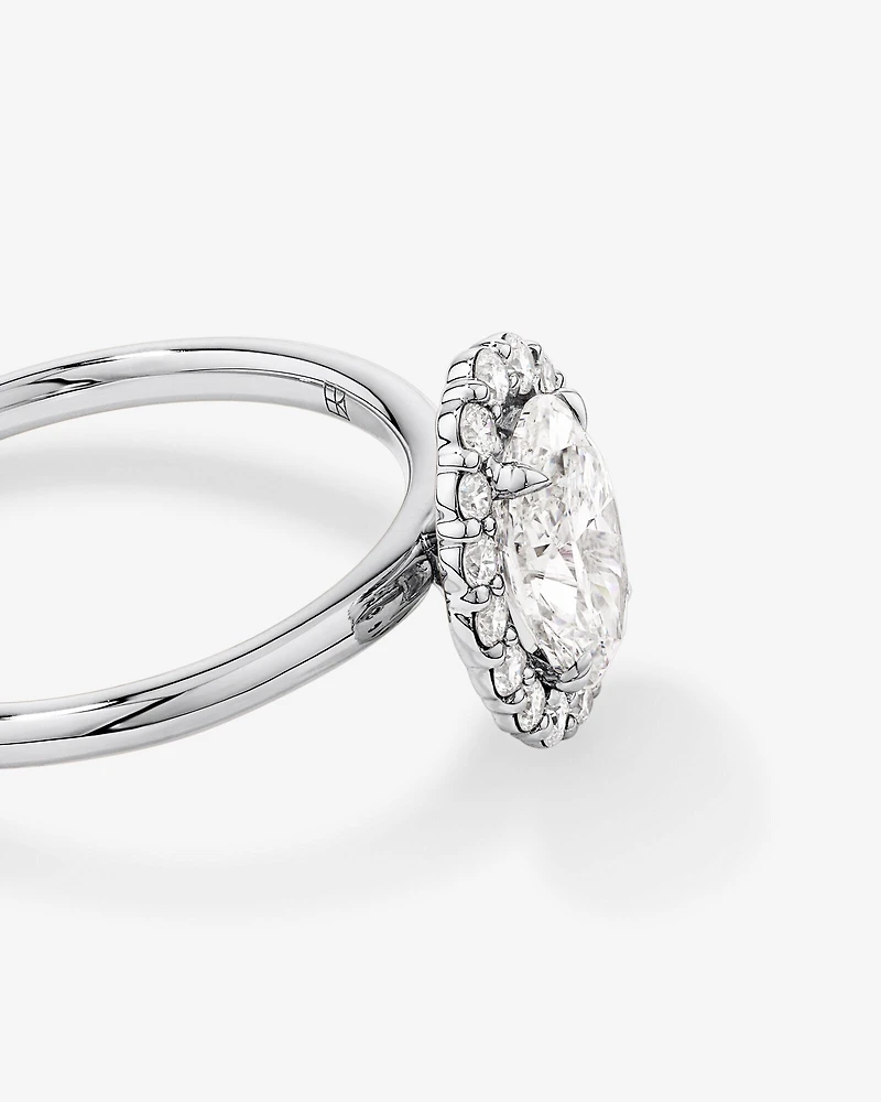 1.46 Carat TW Oval Cut Laboratory-Grown Diamond Halo Engagement Ring in 14kt Rose and White Gold