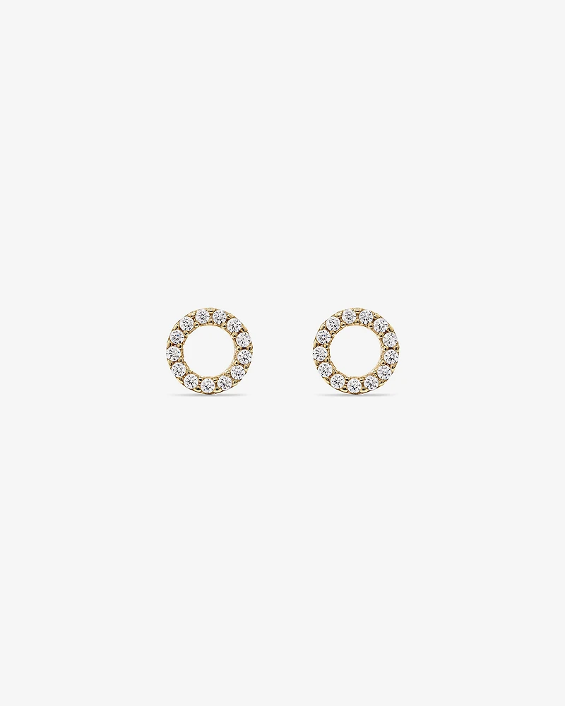 Cubic Zirconia Open Circle Stud Earrings in 10kt Yellow Gold