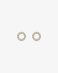 Cubic Zirconia Open Circle Stud Earrings in 10kt Yellow Gold