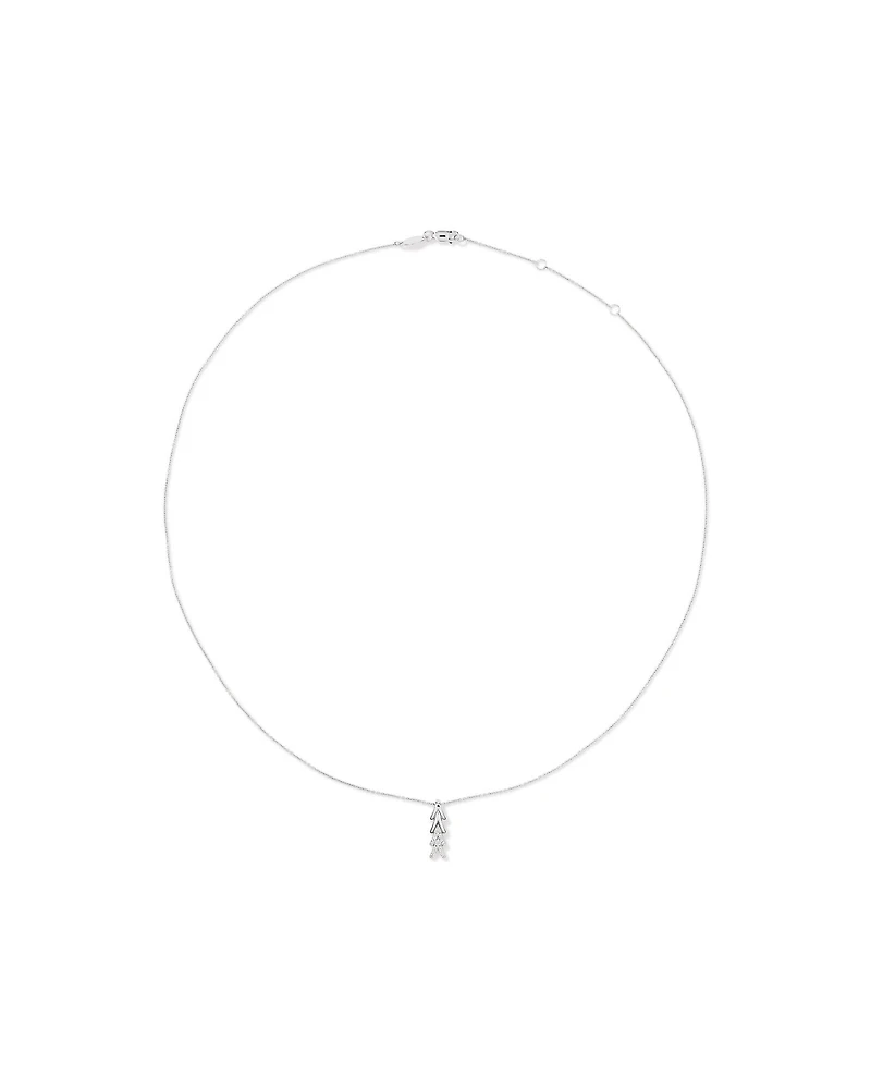 Cubic Zirconia Chevron Pendant Necklace in Sterling Silver