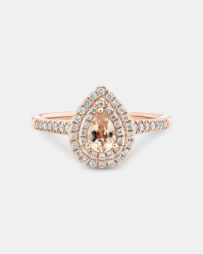 Sir Michael Hill Designer Fashion Ring with Morganite & 0.25 Carat TW of Diamonds in 10kt Rose Gold