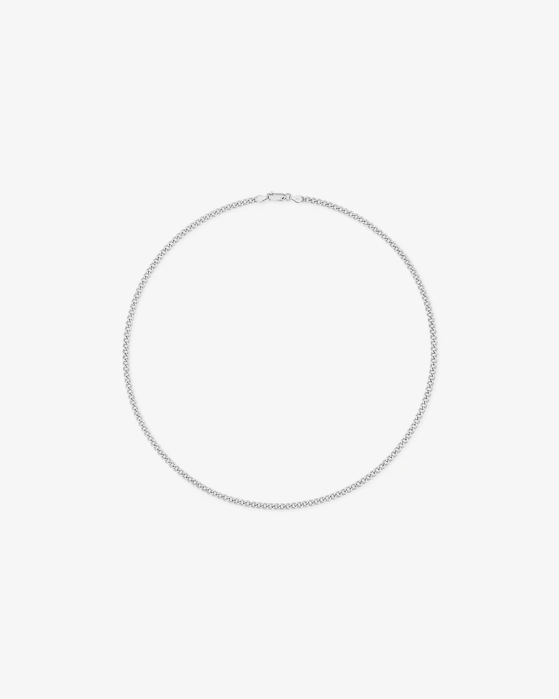 55cm (22") 3.5-4mm Width Fine Curb Chain Necklace in Sterling Silver