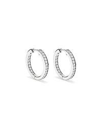 20mm Cubic Zirconia Huggie Hoop Earrings in Sterling Silver