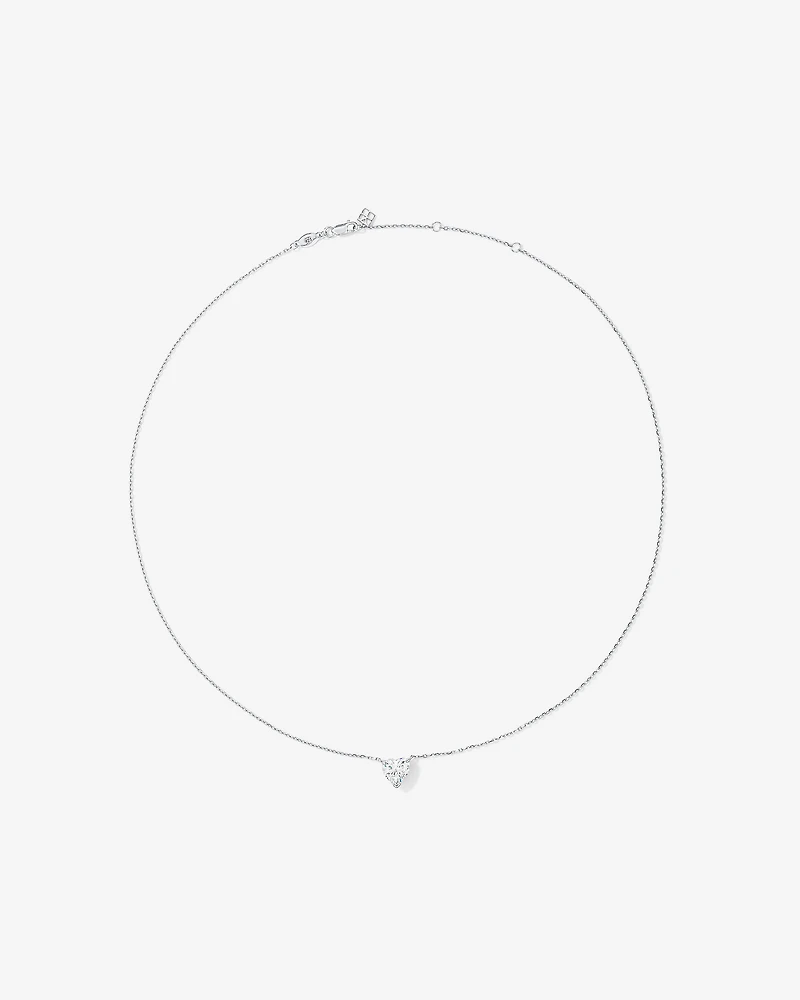 Cubic Zirconia Heart Stud Earrings and Necklace Set in Sterling Silver