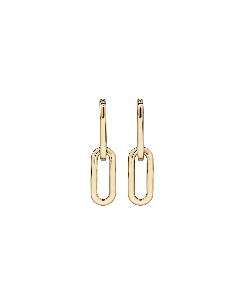 Paperclip Huggie Drop Earrings in 10kt Yellow Gold