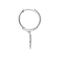 Fine Double Circle Diamond Drop Huggie Earrings in Sterling Silver