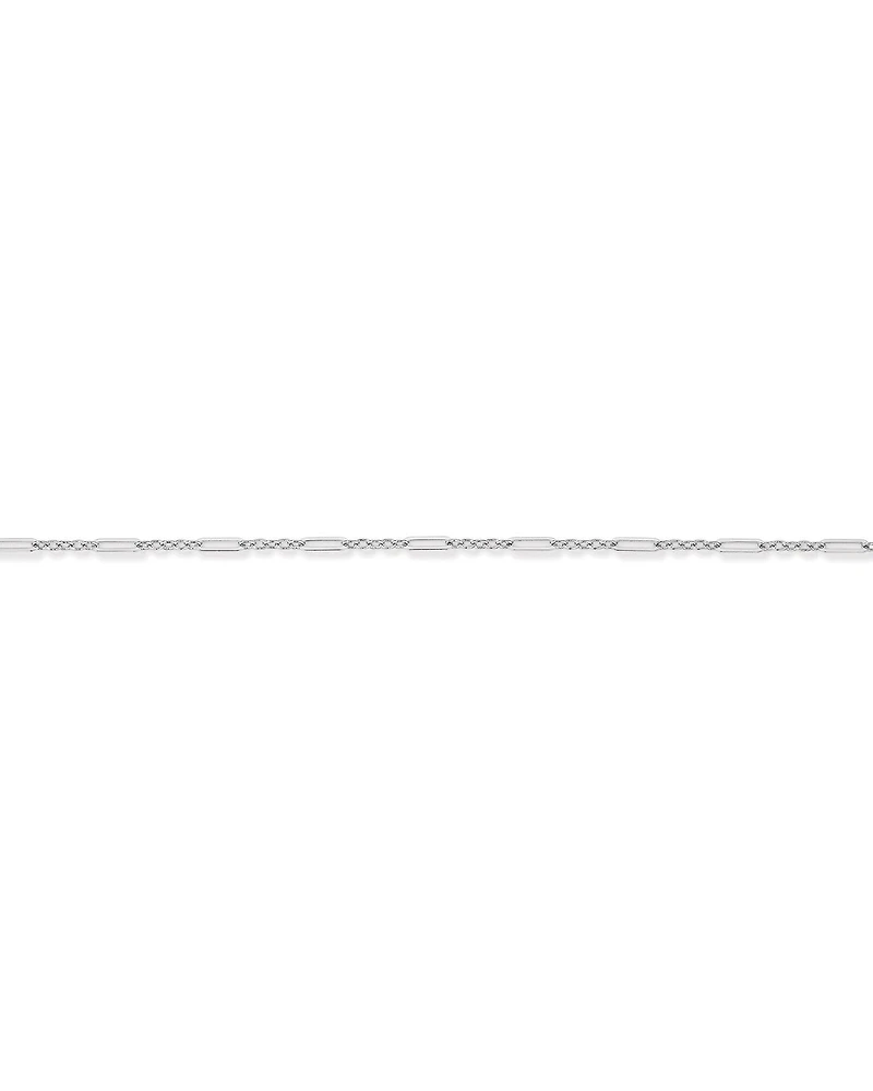 19cm (7.5") 3mm Width Fine Paperclip 3 and 1 Alternating Chain Bracelet in Sterling Silver