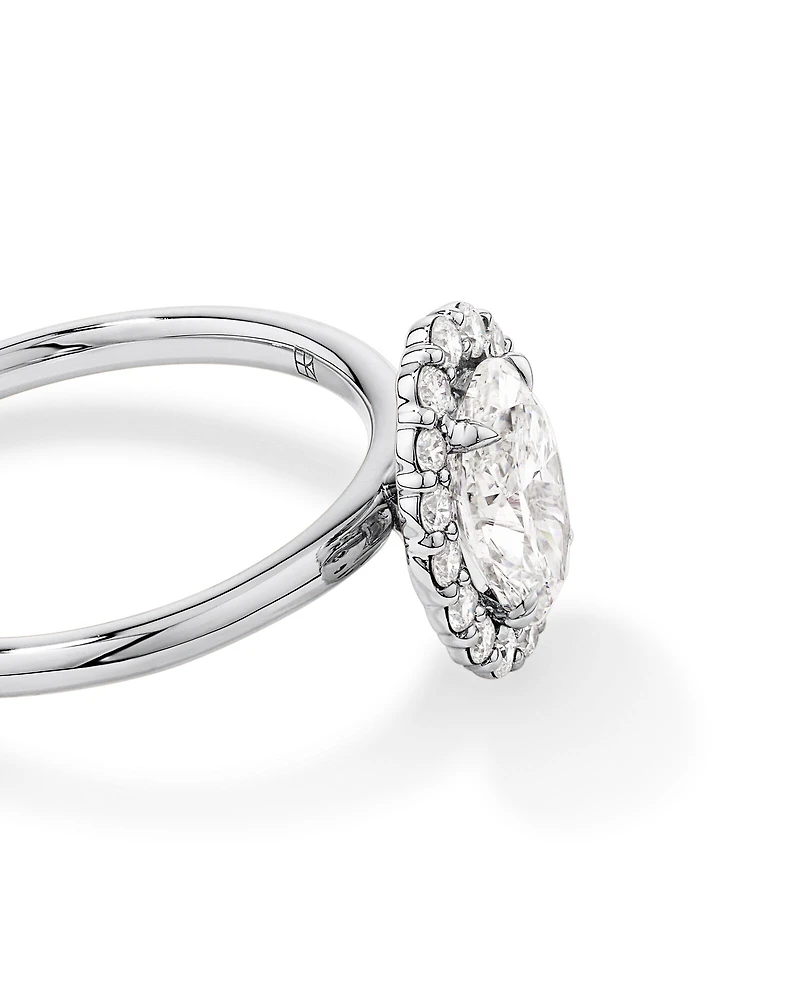 1.46 Carat TW Oval Cut Laboratory-Grown Diamond Halo Engagement Ring in 14kt Rose and White Gold