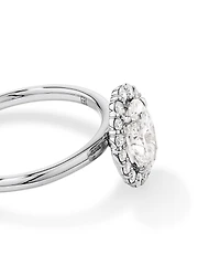 1.46 Carat TW Oval Cut Laboratory-Grown Diamond Halo Engagement Ring in 14kt Rose and White Gold