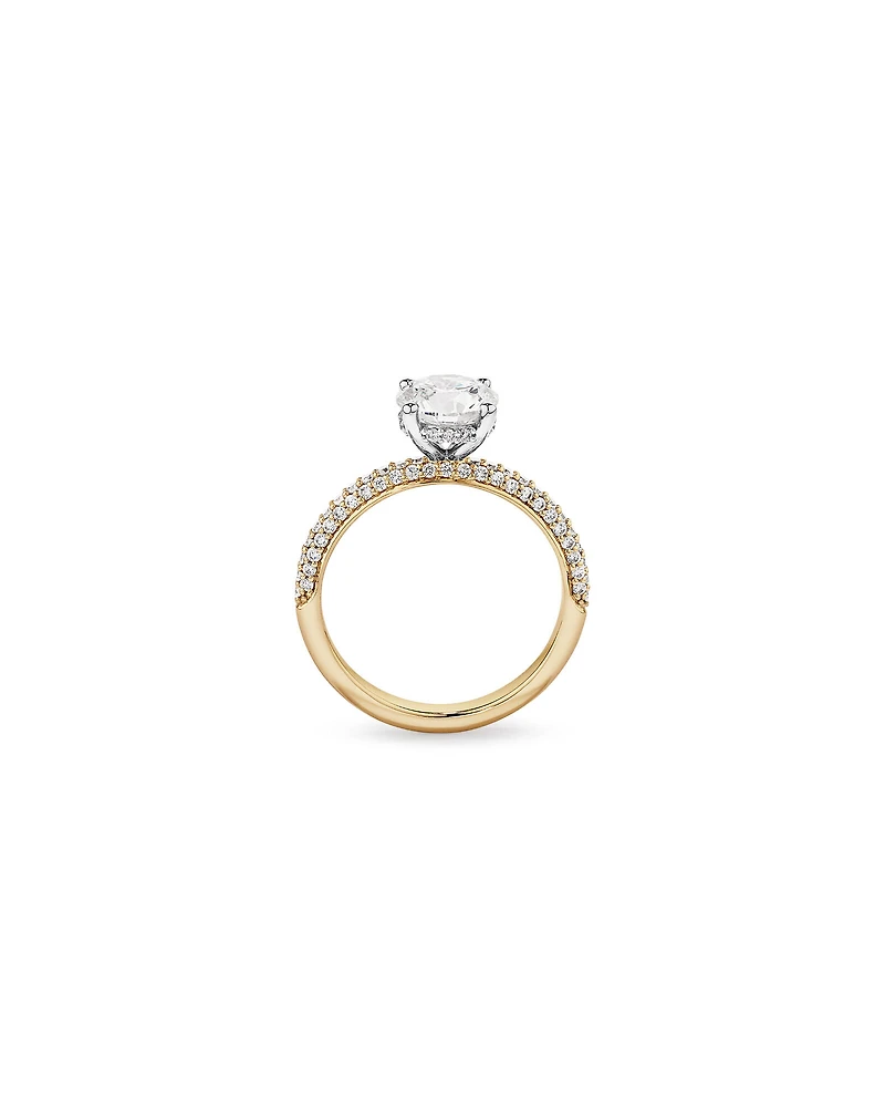 1.95 Carat TW Round Brilliant Laboratory-Grown Diamond Solitaire Side Accent Engagement Ring in 14kt White Gold