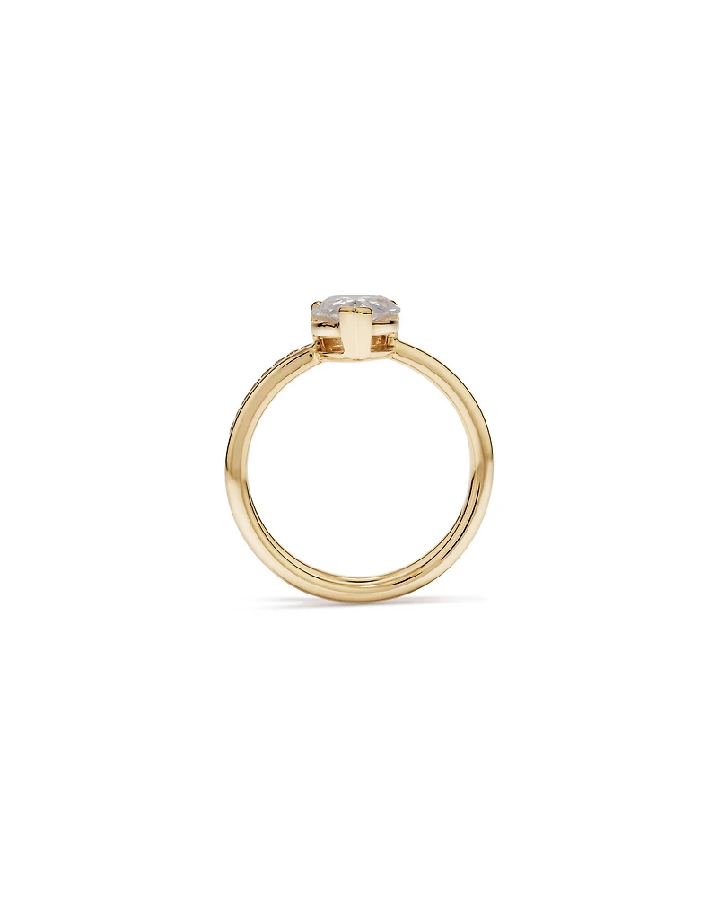 1.87 Carat TW Pear Cut Lab-Grown Diamond Double Band Engagement Ring in 14kt Yellow Gold