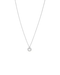Pavé Set Cubic Zirconia Puff Open Circle Pendant Necklace in Sterling Silver