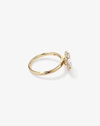 Bague De Fiançailles Halo En Diamant De Laboratoire Taille Émeraude De 1,46 Carat Poids Total En Or Jaune Et Blanc 14 Carats