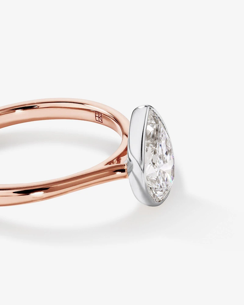 1.25 Carat TW Pear Cut Laboratory-Grown Diamond Solitaire Bezel Set Engagement Ring in 14kt Yellow Gold