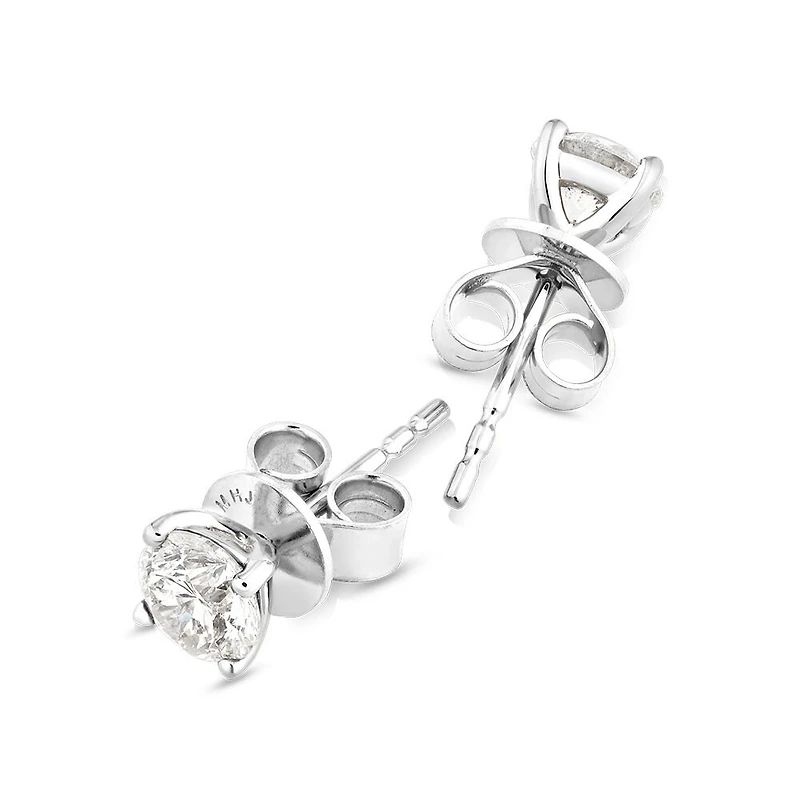 1.00 Carat TW Diamond Solitaire Stud Earrings in 18kt White Gold