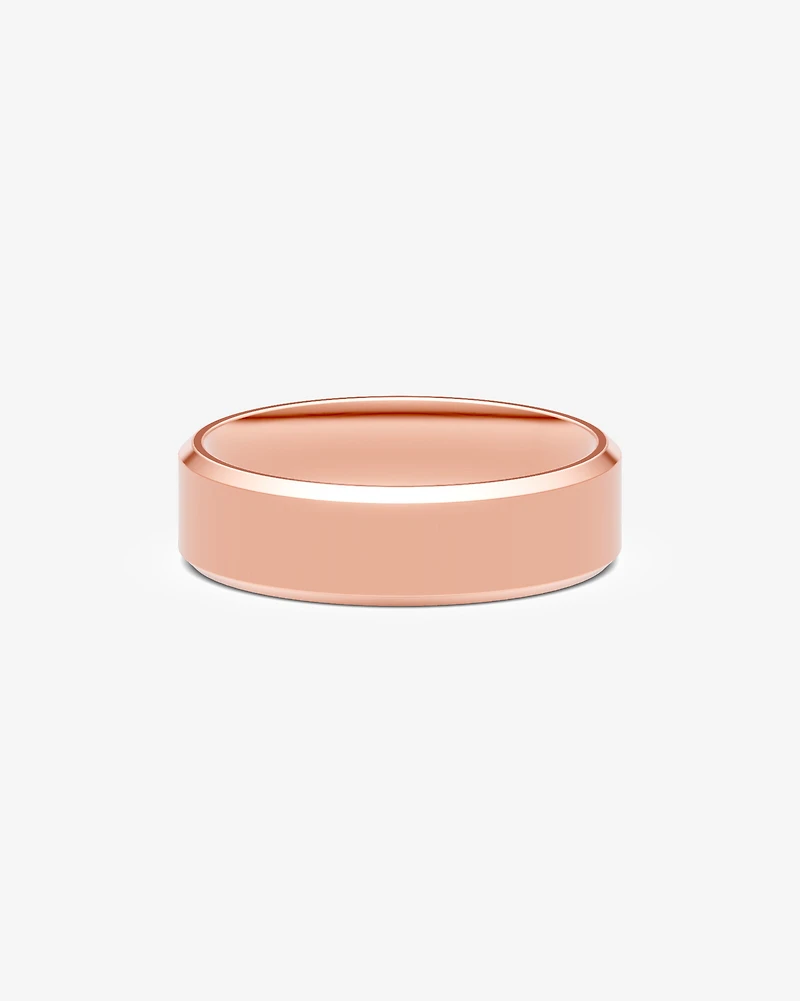 7mm Flat Bevelled Wedding Band in 10kt White Gold