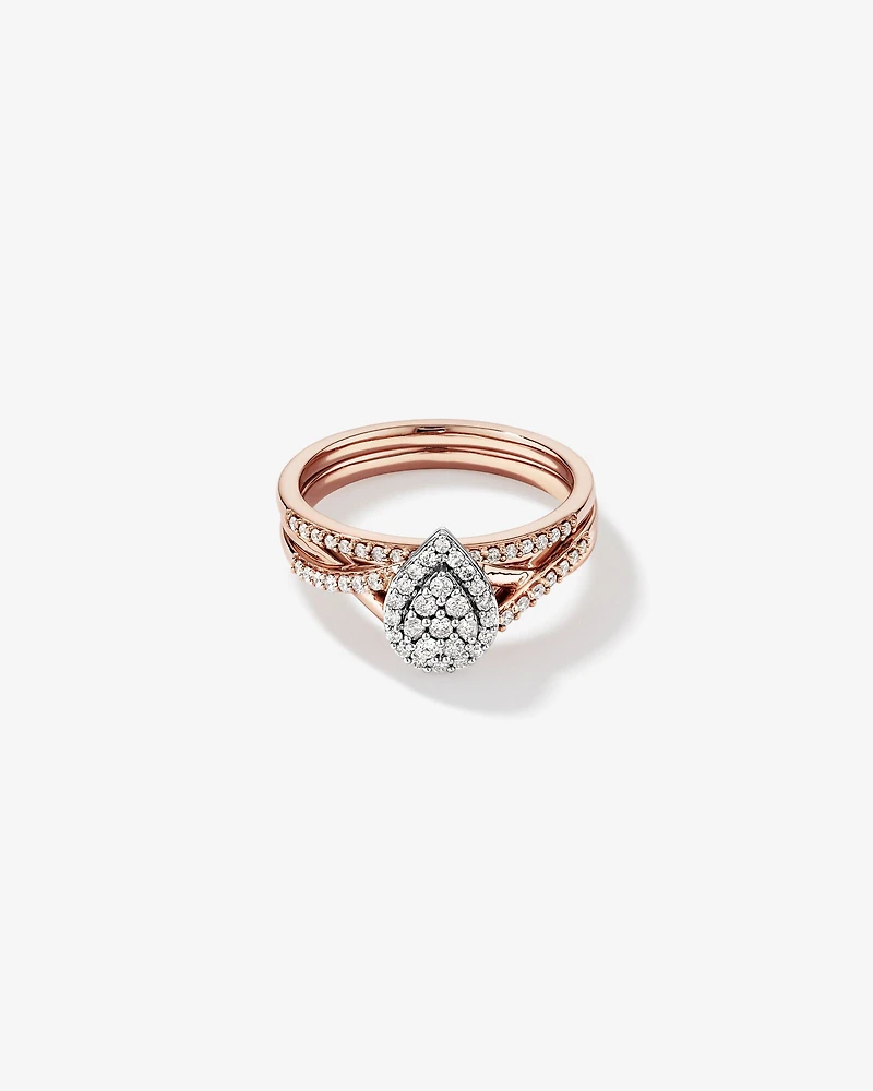 Bridal Set with 0.38 Carat TW of Diamonds in 14kt Rose and White Gold