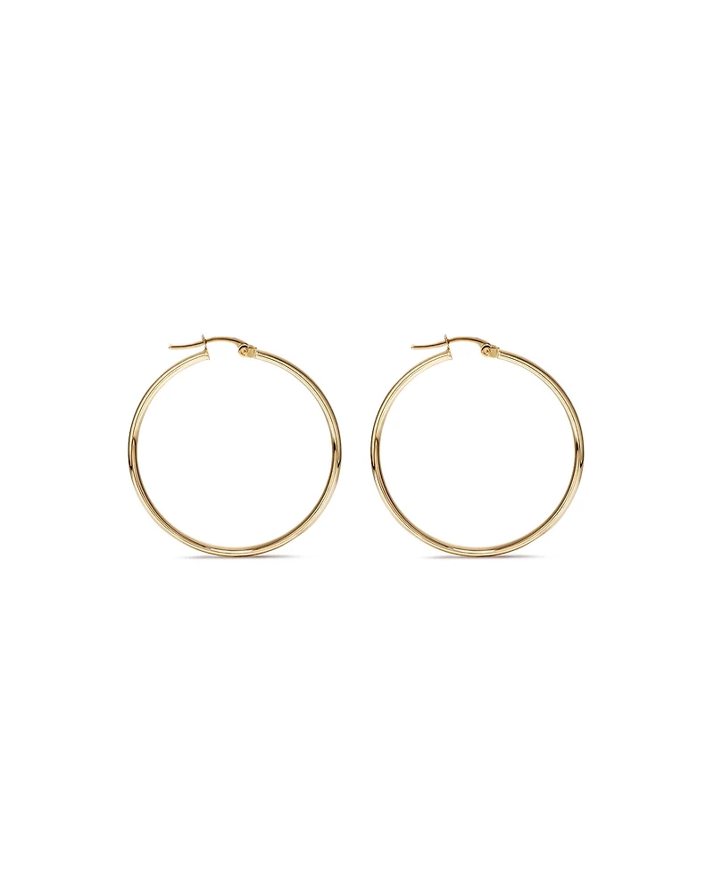 30mm Rounded Flat Hoop Earrings in 10kt Yellow Gold