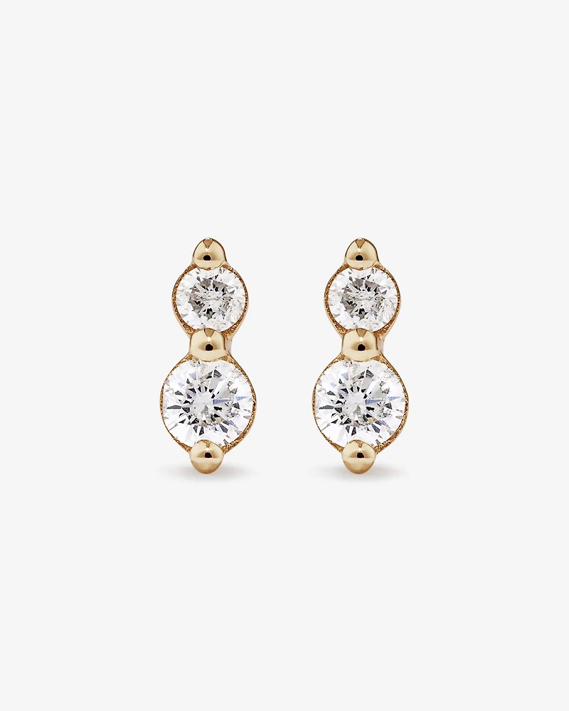 Two Stone Diamond Stud Earrings in 10kt Yellow Gold