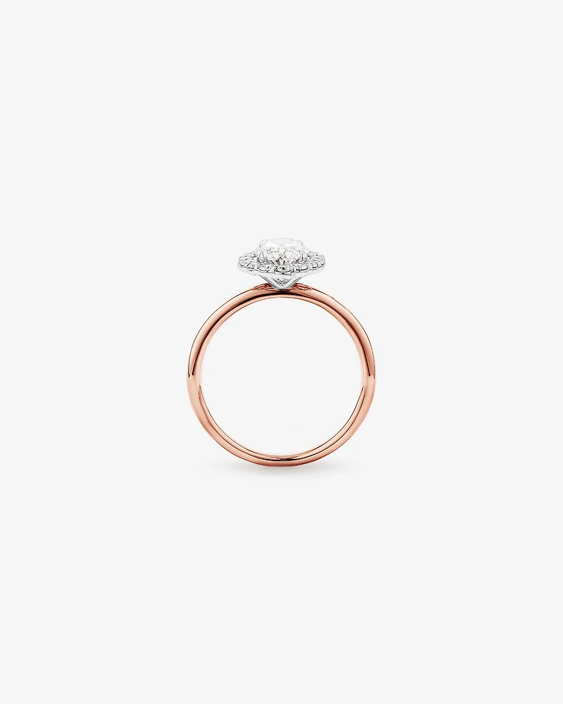 1.46 Carat TW Oval Cut Laboratory-Grown Diamond Halo Engagement Ring in 14kt Rose and White Gold