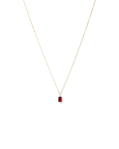 Emerald Cut Red Garnet Gemstone Pendant Necklace in 10kt Yellow Gold