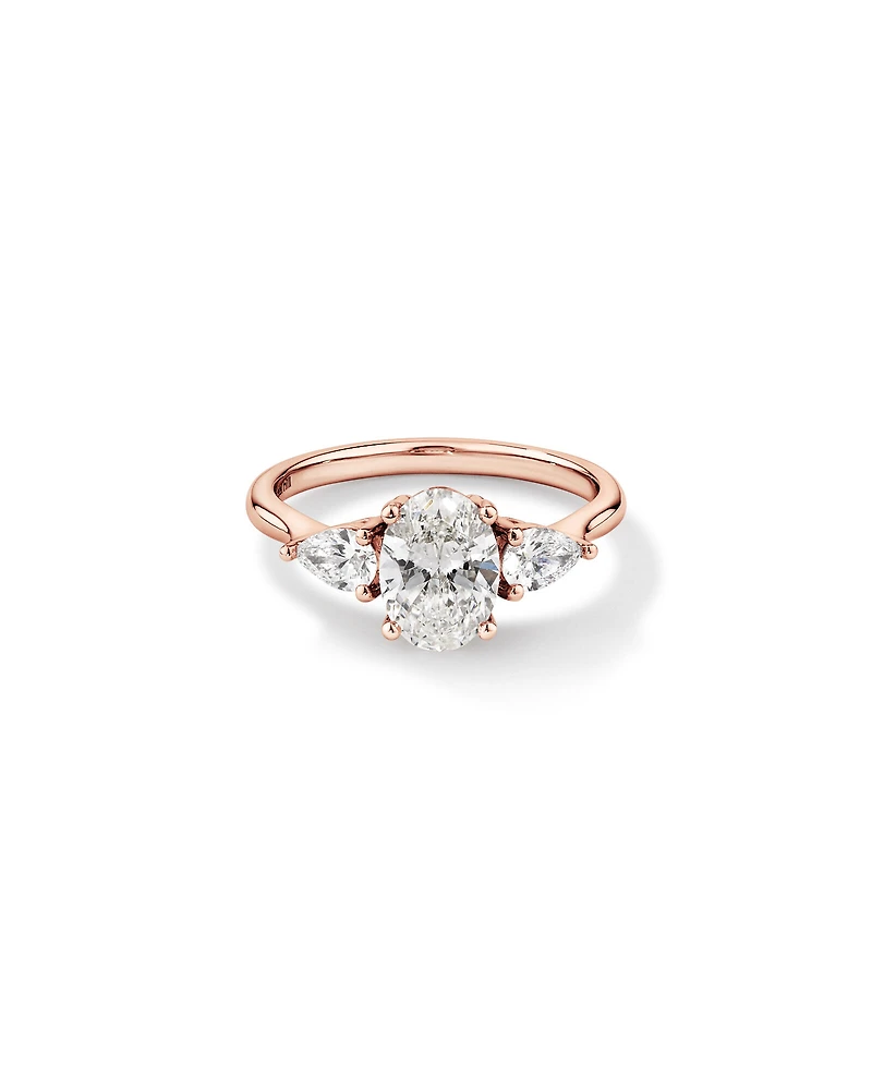 1.65 Carat TW Three Stone Oval and Pear Shaped Laboratory-Grown Diamond Engagement Ring in 14kt White Gold