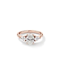 1.65 Carat TW Three Stone Oval and Pear Shaped Laboratory-Grown Diamond Engagement Ring in 14kt White Gold