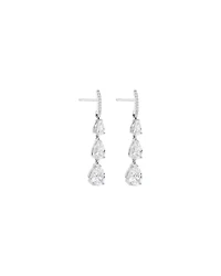Pear Shape Cubic Zirconia Triple Drop Stud Earrings in Sterling Silver