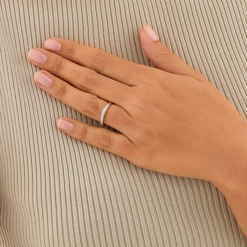 Wedding Band with 0.15 Carat TW of Diamonds in 10kt White Gold