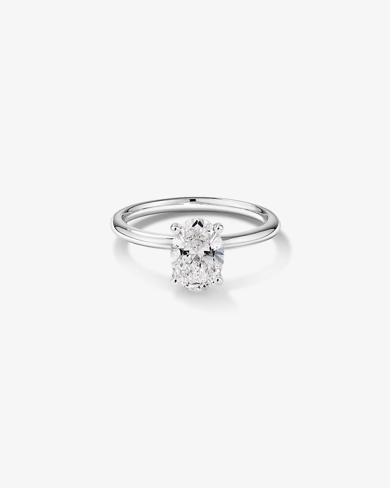 Bague De Fiançailles Solitaire En Diamant De Laboratoire Ovale De 1,25 Carat Poids Total En Or Jaune Et Blanc 14 Carats