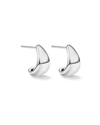 Polished Half Hoop Stud Earrings in Sterling Silver