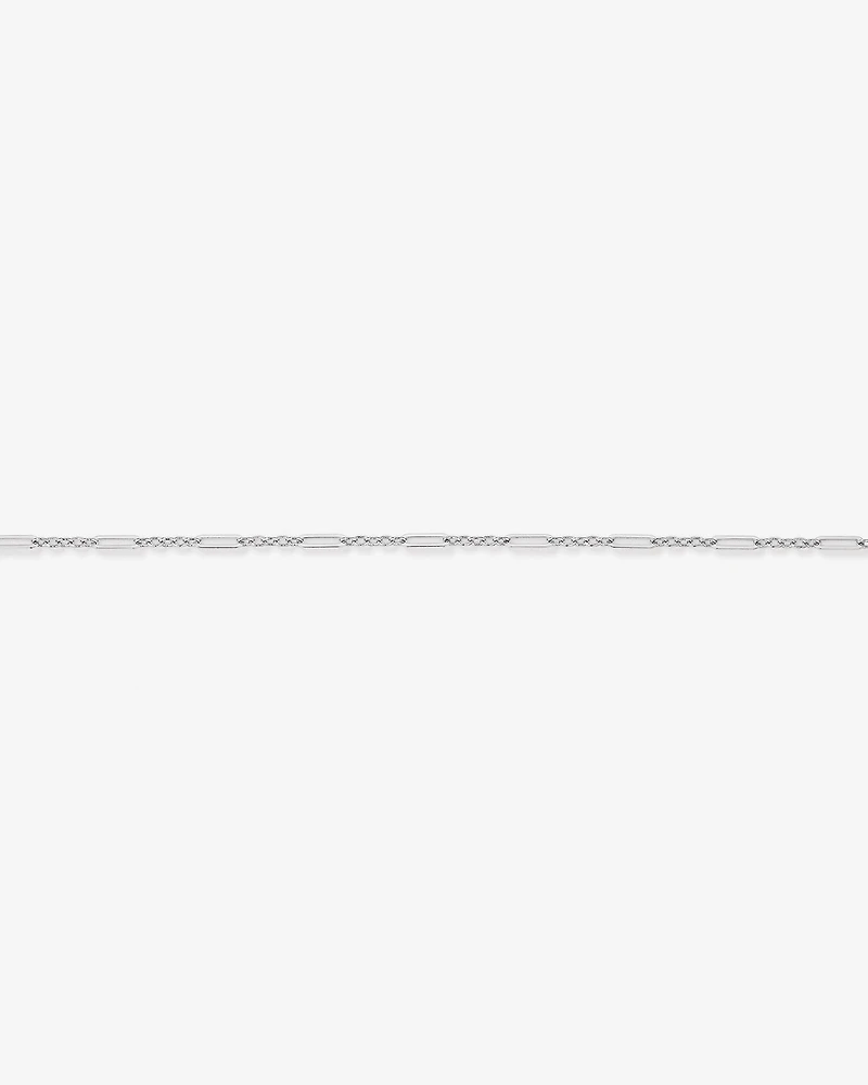 19cm (7.5") 3mm Width Fine Paperclip 3 and 1 Alternating Chain Bracelet in Sterling Silver
