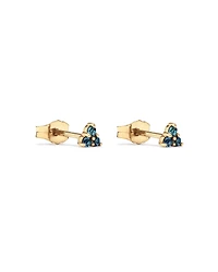 London Blue Topaz Trio Stud Earrings in 10kt Yellow Gold