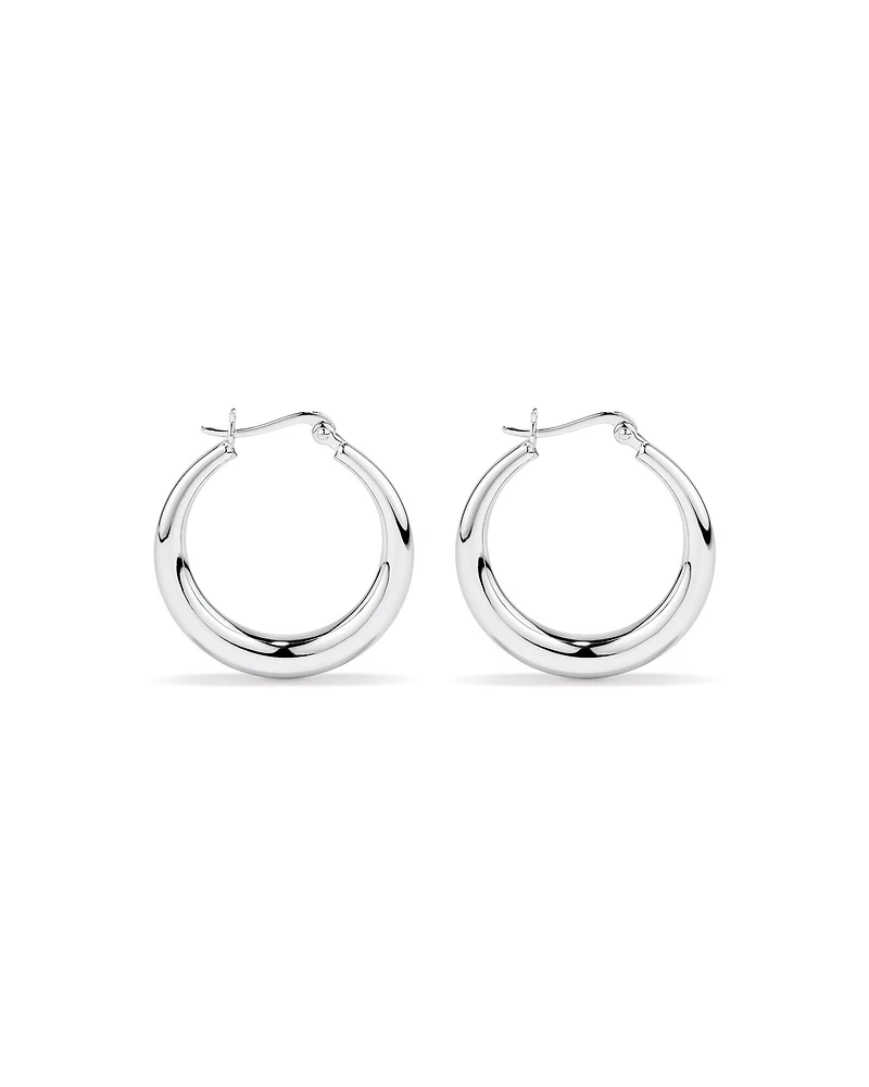 Graduated Domed Hoop Earrings in Sterling Silver