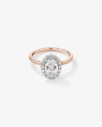 1.46 Carat TW Oval Cut Laboratory-Grown Diamond Halo Engagement Ring in 14kt Rose and White Gold
