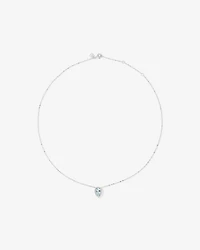 Oval Cut Blue Aquamarine Gemstone and 0.19 Carat TW Diamond Halo Pendant Necklace in 10kt White Gold