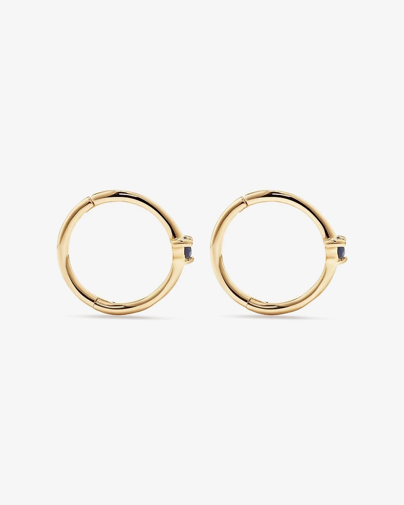 Boucles d'oreilles dormeuses avec accent de pierres précieuses saphir bleu en or jaune 10 carats