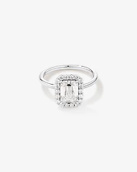 Carat TW Emerald Cut Laboratory-Grown Diamond Halo Engagement Ring in 14kt Yellow and White Gold
