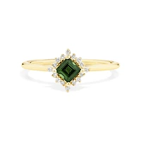 Ring with Green Tourmaline & Diamonds in 10kt Yellow Gold