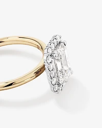 Carat TW Emerald Cut Laboratory-Grown Diamond Halo Engagement Ring in 14kt Yellow and White Gold