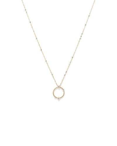 Diamond Studded Circle Necklace in 10kt Yellow Gold