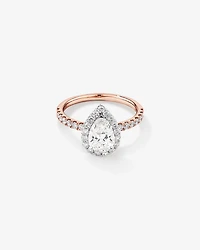 1.82 Carat TW Pear Cut Laboratory-Grown Diamond Halo Engagement Ring in 14kt White Gold