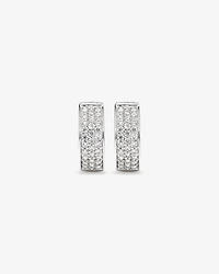 Reversible Huggie Earrings With Cubic Zirconia In Sterling Silver