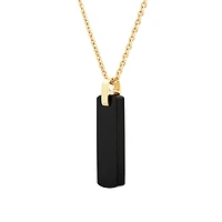 Men's Rectangular Onyx Pendant on Rolo Chain in 10kt Yellow Gold