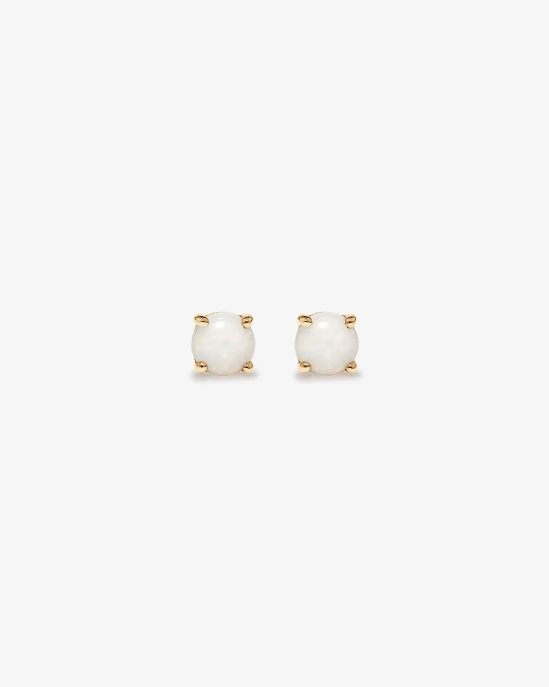 Round Australian Opal Birthstone Stud Earrings in 10kt Yellow Gold