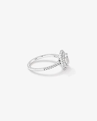 0.50 Carat TW Pie Cut Diamond Double Halo Engagement Ring in 14kt White Gold